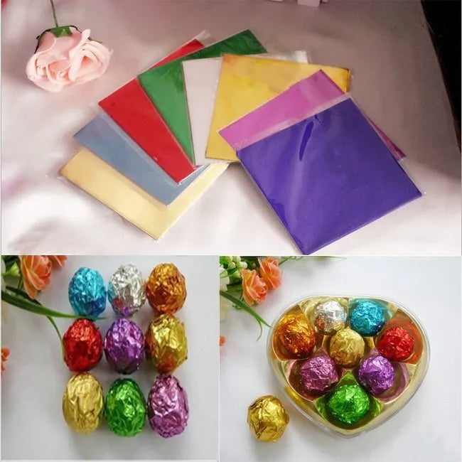 Chocolate Wrapper Foil – Multicolor Plain, 200 pcs Small Size