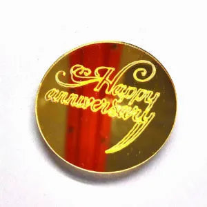 Happy Anniversary Acrylic Coin – Round Shape | Premium Golden Acrylic Coin | 5 Pieces Set