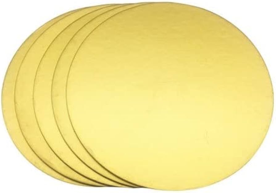 12 Inch Round MDF Cake Base – Golden Finish (Pack of 5 Pcs)
