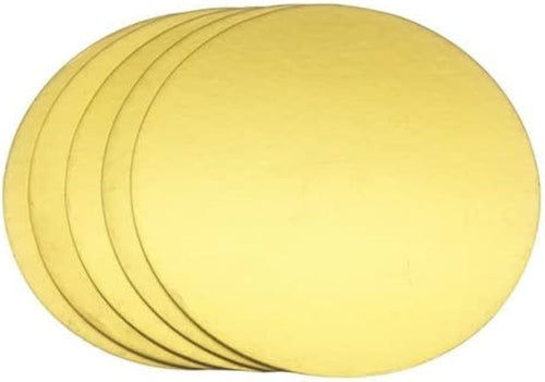 12 Inch Round MDF Cake Base – Golden Finish (Pack of 5 Pcs)