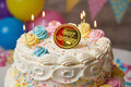Happy Birthday Acrylic Coin Cake Topper – Round | 5 Pcs Set