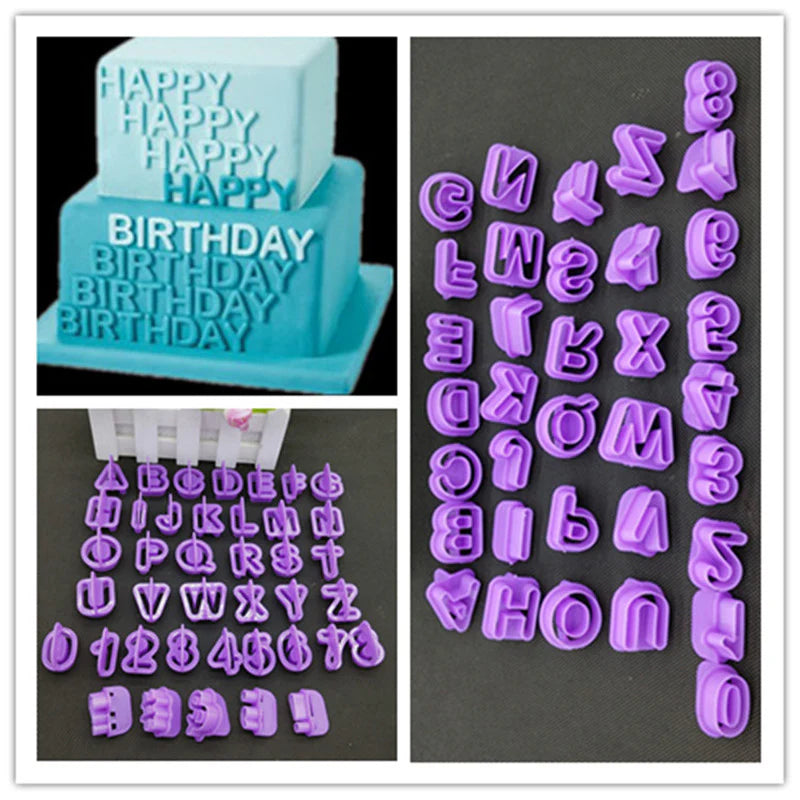 Purple Alphabet Cake Cutter Set | Plastic Letter Fondant & Cookie Cutter for Cake Decoration