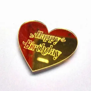 5 Pc Acrylic Coin Happy Birthday Heart Cake Topper – Golden Finish