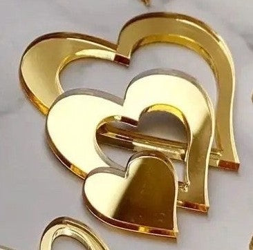 SD15 | (Pack of 2 Pc) Side Acrylic Heart Cake Topper For Birthday Wedding Engagement & Anniversary  Celebration Cakes