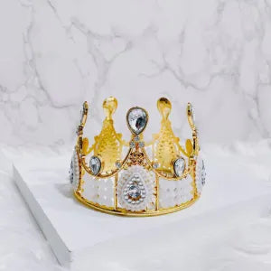 Imported Golden White Plastic Crown – Decorative Cake Topper