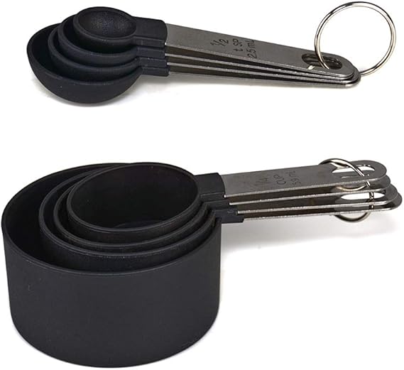 8-Piece Black Measuring Spoon Set for Baking & Cakes