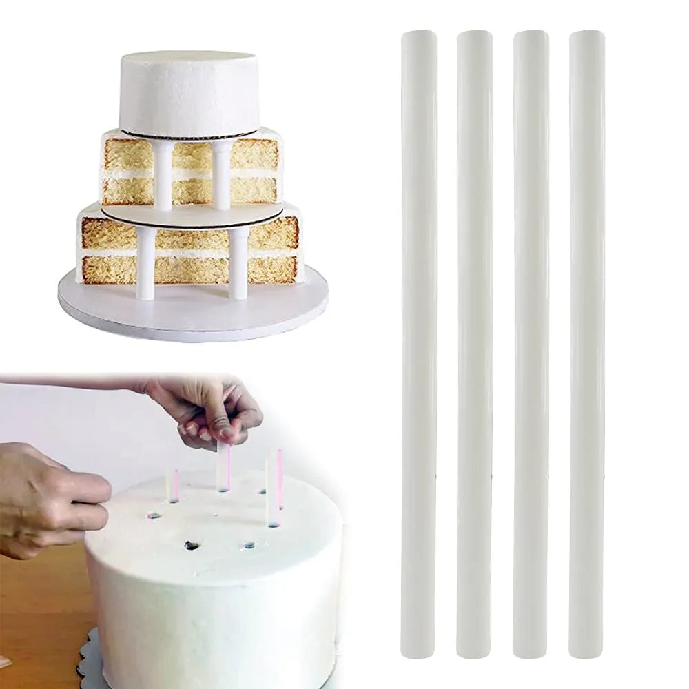Heavy-Duty Plastic Cake Dowels – 4 Pcs | Tiered Cake Support Rods