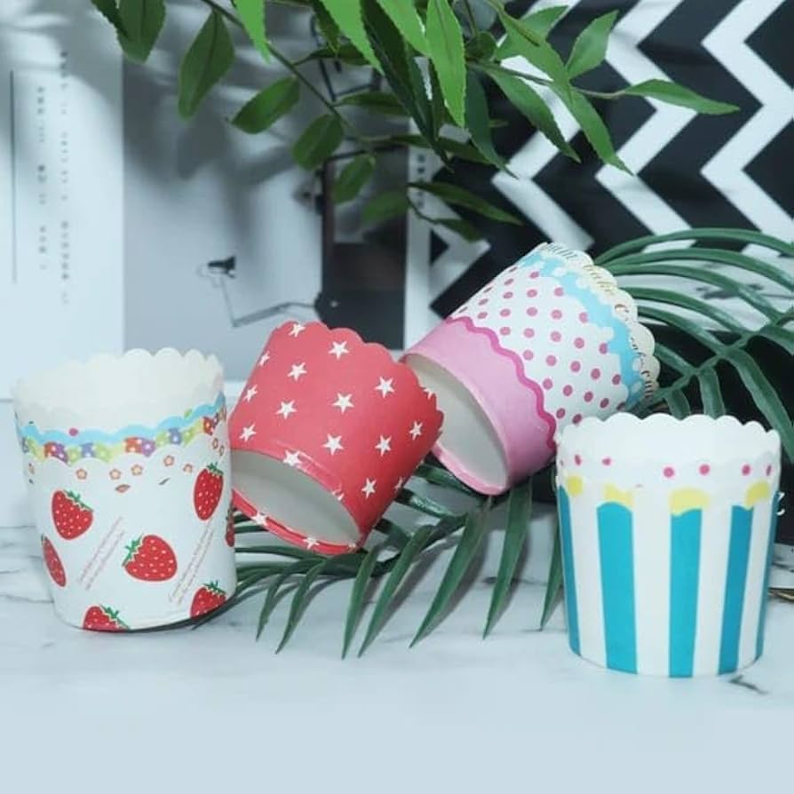 50 Pcs Big Size Bake Stable Cup | Disposable Baking Cups for Cakes & Muffins