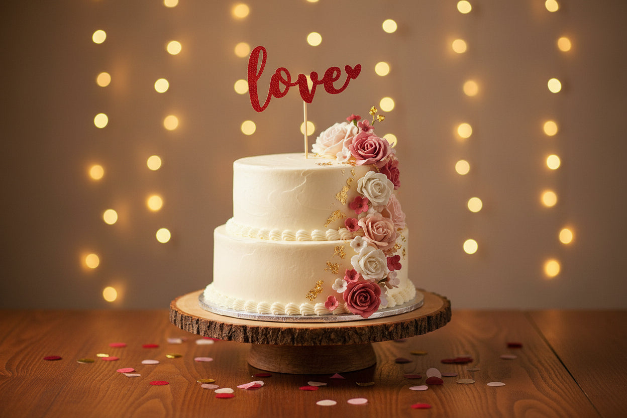 5 Pcs Red Love Glitter Cake Topper – Valentine’s Day Special