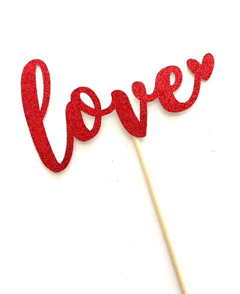5 Pcs Red Love Glitter Cake Topper – Valentine’s Day Special