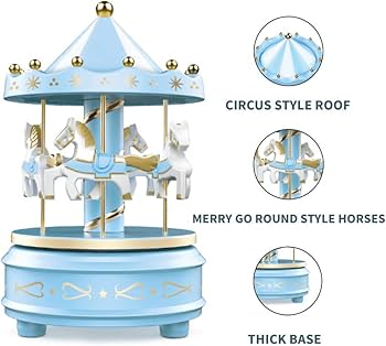 Blue Carousel Cake Topper – Birthday & Party Decoration