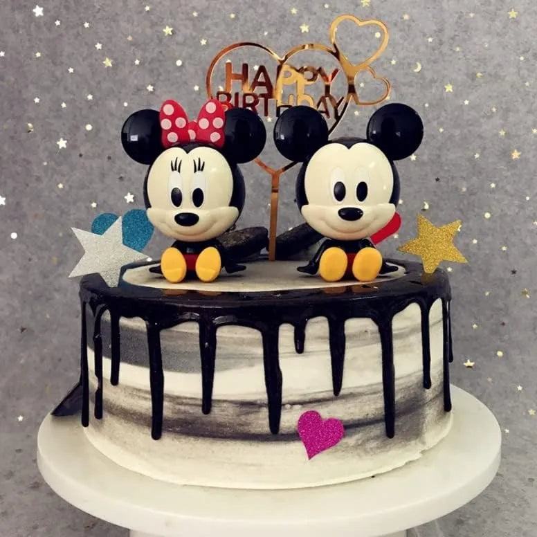 Mickey and Minnie Cake Topper Toys – 2 PC Set for Birthday & Party Cakes
