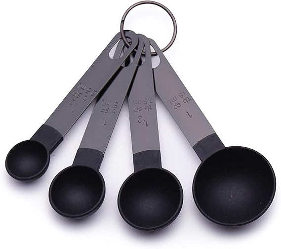 8-Piece Black Measuring Spoon Set for Baking & Cakes