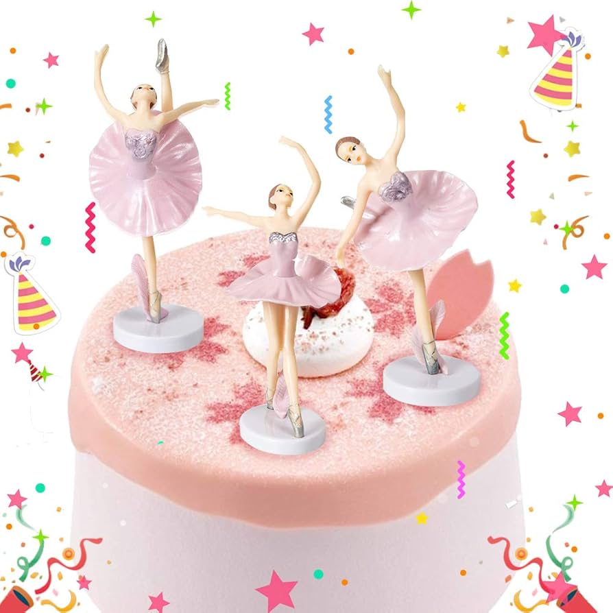 Cake Toy Ballet Doll Set (3 PCS) | Birthday Cake Decoration Topper