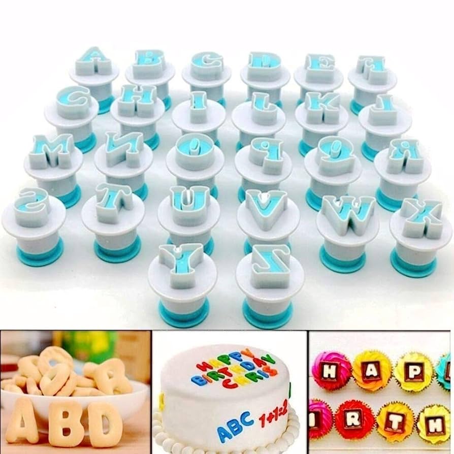 Upper Case Alphabet Fondant Cutter Set | Cake Decorating Letter Cutters (A–Z)