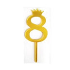 8 Golden Acrylic Number Cake Topper with Crown – Birthday & Anniversary Decoration