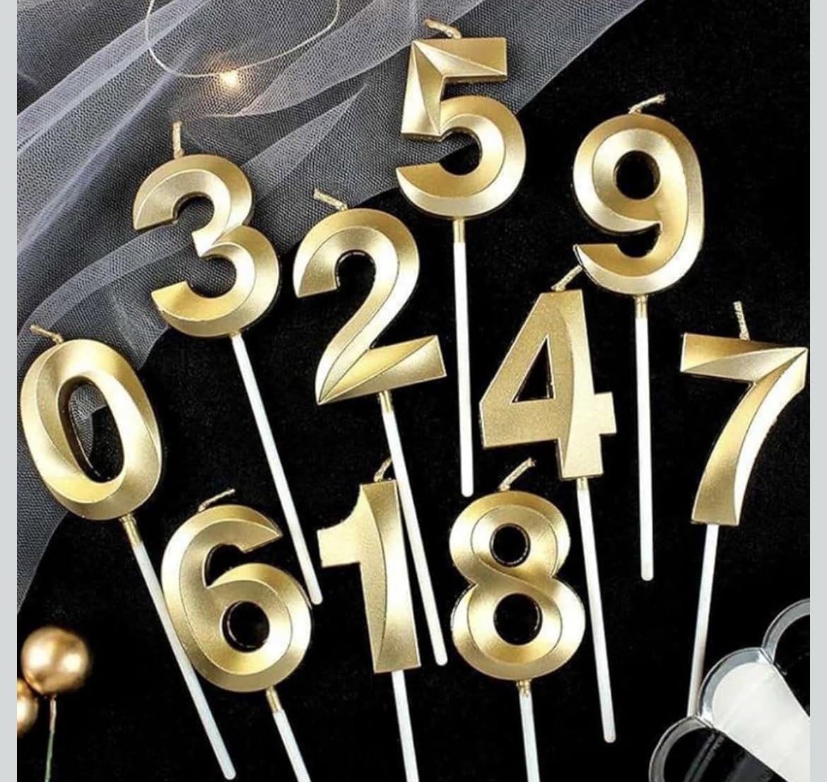 0 Golden Number Candle – Birthday & Decorative Cake Number Candle