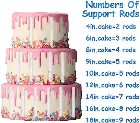 Heavy-Duty Plastic Cake Dowels – 4 Pcs | Tiered Cake Support Rods