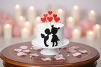 Red Heart Cake Topper 6 pcs & Couple Set 001 – Glitter Valentine’s Day Decoration