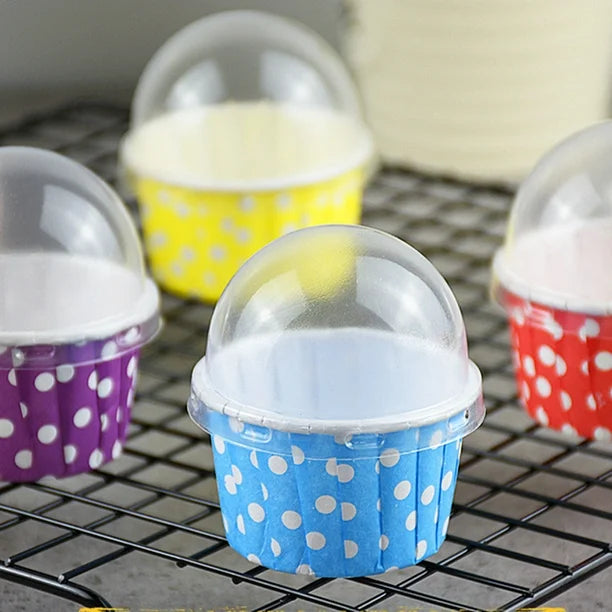 Bakestable Cups with Lid – Assorted Colors, Pack of 10 | Cake Supplies