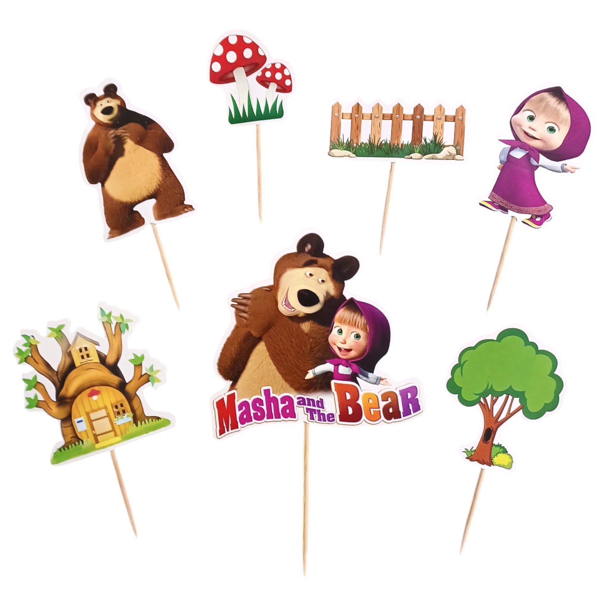 Masha and the Bear Theme Cake Topper | Cartoon Birthday Cake Decoration | Cake Material Topper
