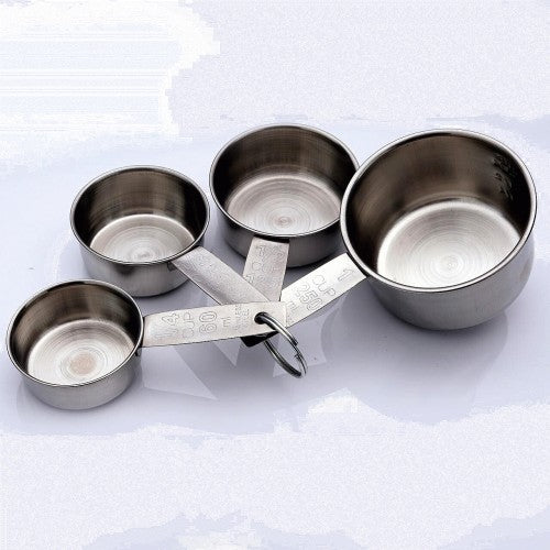 4-Piece Stainless Steel Measuring Cup Set – Kitchen Baking & Cooking Cups