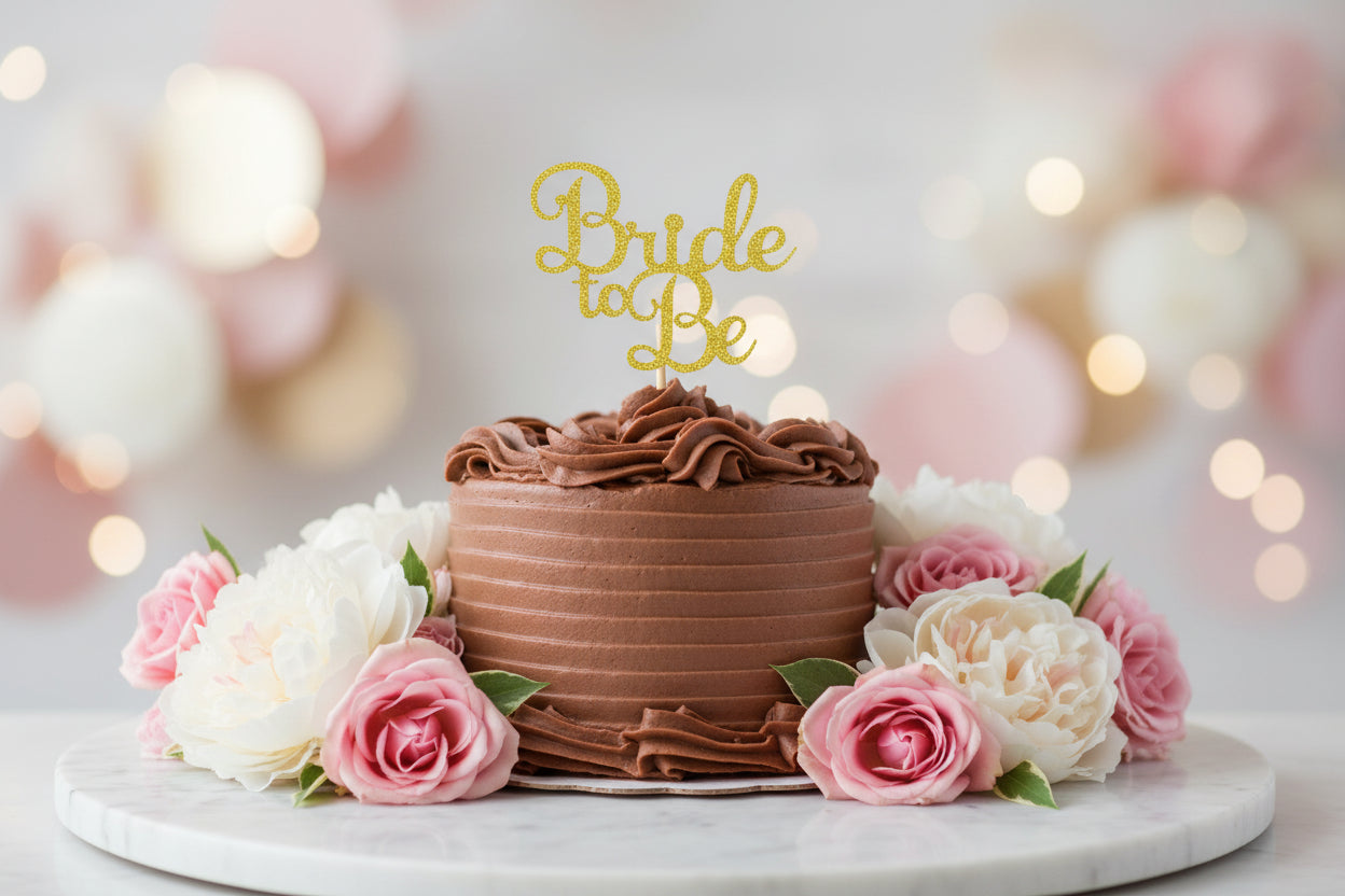 Golden Glitter Cake Topper – “Bride to Be” P14 | Wedding & Bachelorette Party Decoration