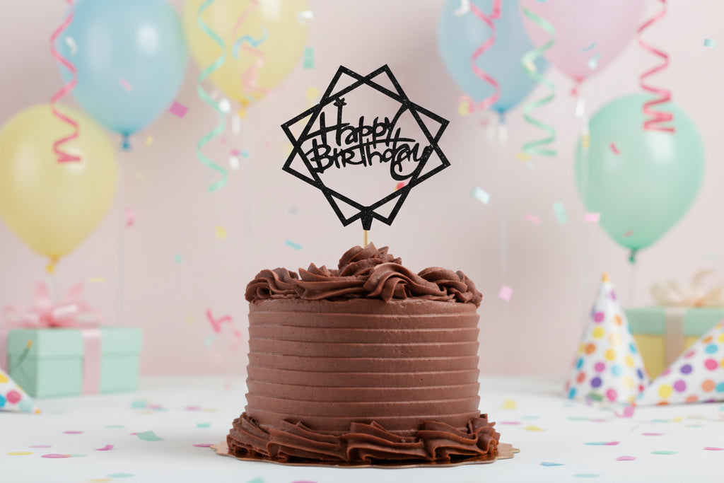 Black Glitter Cake Topper P2 – Sparkling Birthday & Celebration Decor