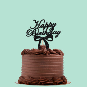 Glitter Cake Topper P3 – Black Color | Party & Birthday Cake Decoration