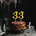 3 Golden Acrylic Number Cake Topper with Crown – Birthday & Anniversary Decoration