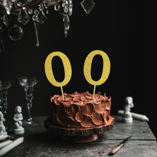 0 Number Glitter Paper  Cake Topper – Birthday & Anniversary Decoration