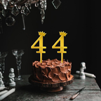 4 Golden Acrylic Number Cake Topper with Crown – Birthday & Anniversary Decoration