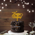 Pack of 5pc | S26 | 3 inch Happy Birthday Acrylic Cake Topper | Golden Colour | Party Cake Decoration