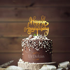 HAY02 | Happy Anniversary Acrylic Cake Topper | Golden Colour | Party Cake Decoration