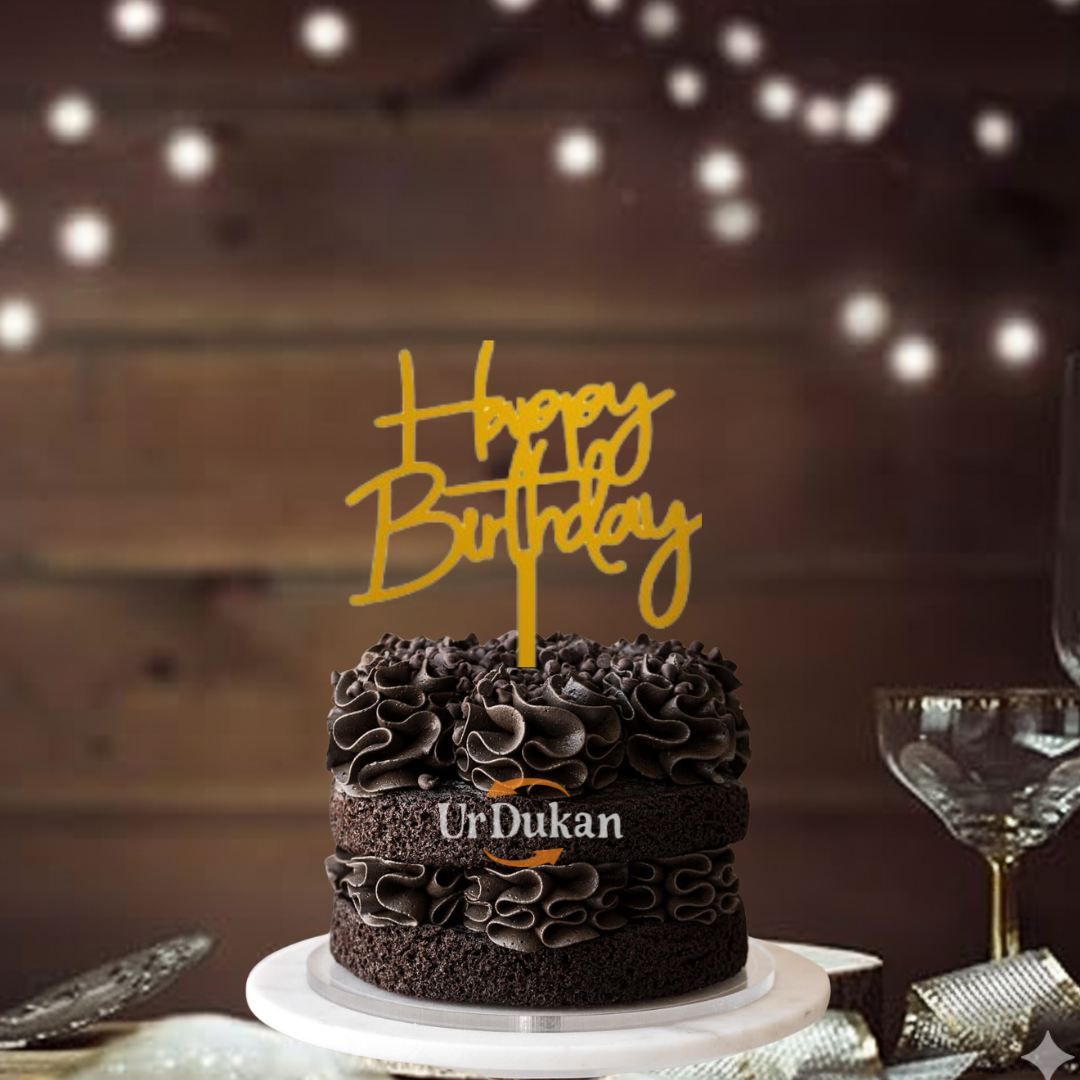 Pack of 5pc | S24 | 3 inch Happy Birthday Acrylic Cake Topper | Golden Colour | Party Cake Decoration