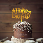 HBD 011 | Happy Birthday Acrylic Cake Topper | Golden Colour | Party Cake Decoration
