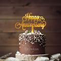 HAY01 | Happy Anniversary Acrylic Cake Topper | Golden Colour | Party Cake Decoration