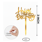 Pack of 5pc | S11  | 3 inch Happy Birthday Acrylic Cake Topper | Golden Colour | Party Cake Decoration