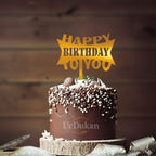 HBD 018 | Happy Birthday Acrylic Cake Topper | Golden Colour | Party Cake Decoration