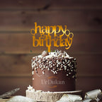 HBD 019 | Happy Birthday Acrylic Cake Topper | Golden Colour | Party Cake Decoration