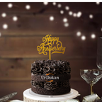 Pack of 5pc | S19 | 3 inch Happy Anniversary Acrylic Cake Topper | Golden Colour | Party Cake Decoration
