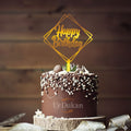HBD 010 | Happy Birthday Acrylic Cake Topper | Golden Colour | Party Cake Decoration