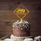 HBD 010 | Happy Birthday Acrylic Cake Topper | Golden Colour | Party Cake Decoration