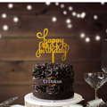 Pack of 5pc | S11  | 3 inch Happy Birthday Acrylic Cake Topper | Golden Colour | Party Cake Decoration