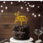 Pack of 5pc | S11  | 3 inch Happy Birthday Acrylic Cake Topper | Golden Colour | Party Cake Decoration