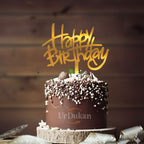 HBD 016 | Happy Birthday Acrylic Cake Topper | Golden Colour | Party Cake Decoration