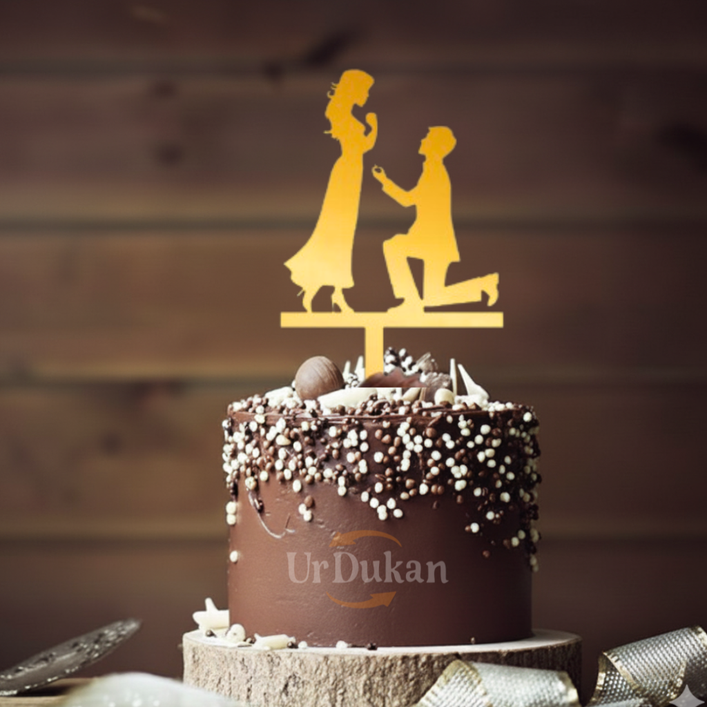 HAY05 | Happy Anniversary Acrylic Cake Topper | Golden Colour | Party Cake Decoration