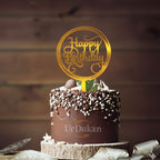 HBD 015 | Happy Birthday Acrylic Cake Topper | Golden Colour | Party Cake Decoration