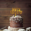 HBD 022 | Happy Birthday Acrylic Cake Topper | Golden Colour | Party Cake Decoration