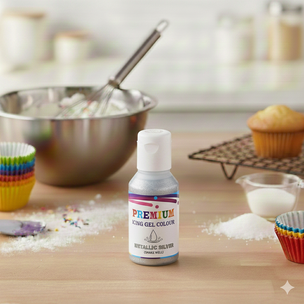 Premium Metallic Silver Gel Food Colour | Bake Haven Cake Decorating Colour